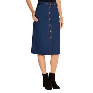 Rag and Bone Branson Jean Midi Skirt Size 4 with Belt